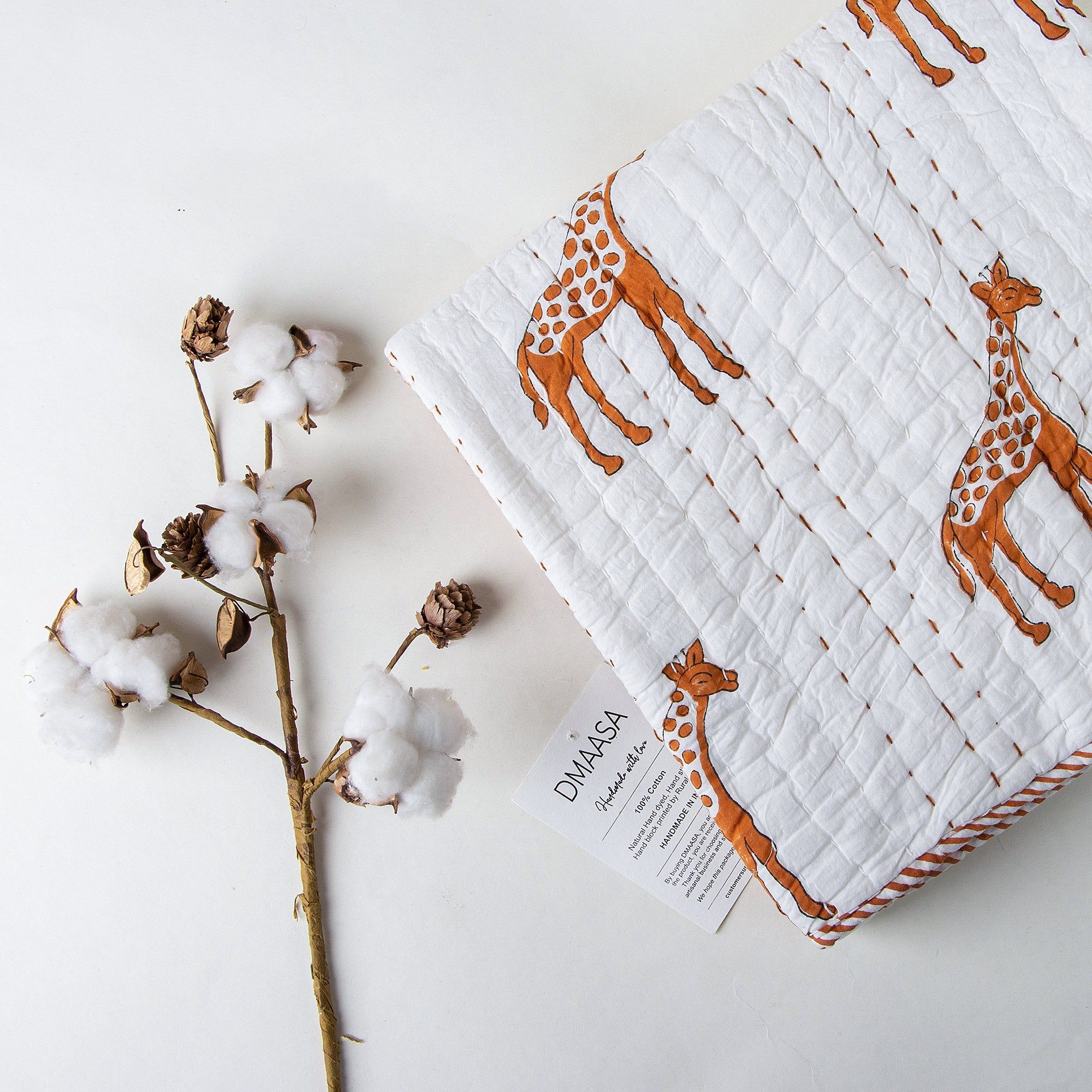 Natural Dyed Giraffe Print Warm Baby Blanket 094